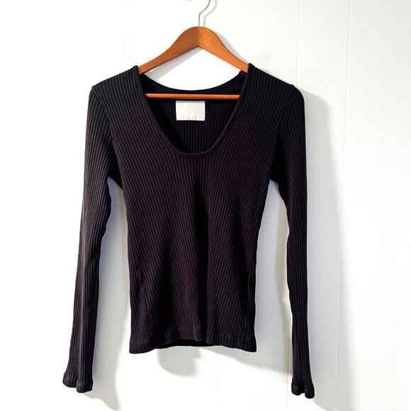 CITIZENS OF HUMANITY juni long sleeve scoop neck top Dark Gray Grey Large - Picture 8 of 16